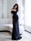 Simple Mermaid Off The Shoulder Black Prom Dress Evening Dress