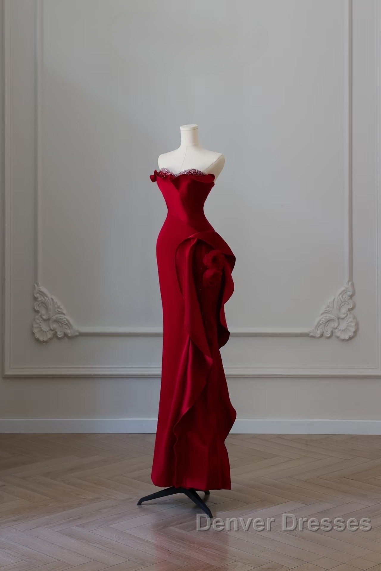 Simple Mermaid Off The Shoulder Neckline Burgundy Sequin Long Party Dress Prom Dress