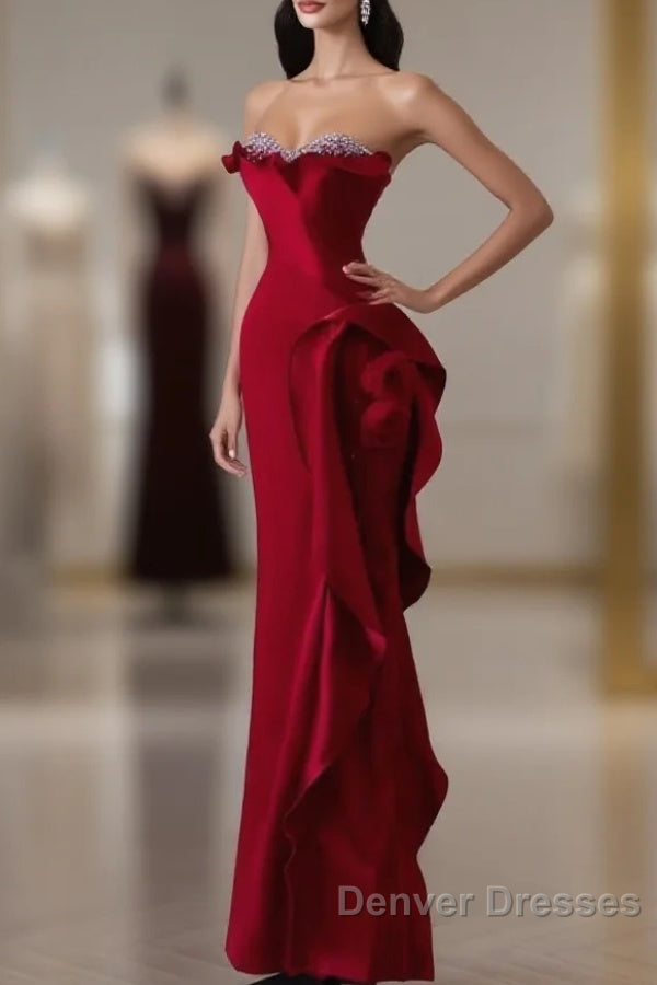 Simple Mermaid Off The Shoulder Neckline Burgundy Sequin Long Party Dress Prom Dress Main image