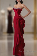 Simple Mermaid Off The Shoulder Neckline Burgundy Sequin Long Party Dress Prom Dress