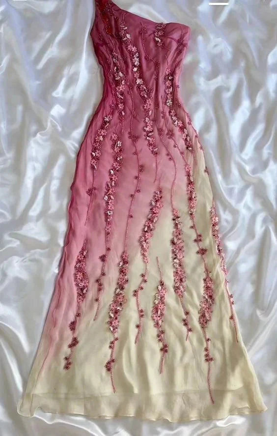 Simple Mermaid Prom Gown With Beads One Shoulder Prom Dress For Teens Secondary image