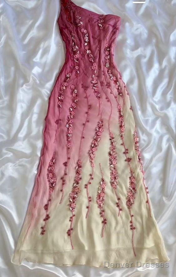 Simple Mermaid Prom Gown With Beads One Shoulder Prom Dress For Teens Main image