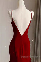 Simple Mermaid Red Chiffon Long Prom Dress