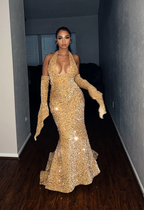 Simple Mermaid Red Sequin Prom Dress 22Th Birthday Outfit