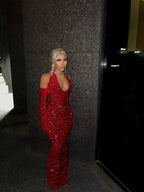 Simple Mermaid Red Sequin Prom Dress 22Th Birthday Outfit
