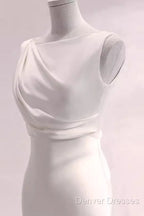 Simple Mermaid Satin White Long Wedding Dress Brides Dress