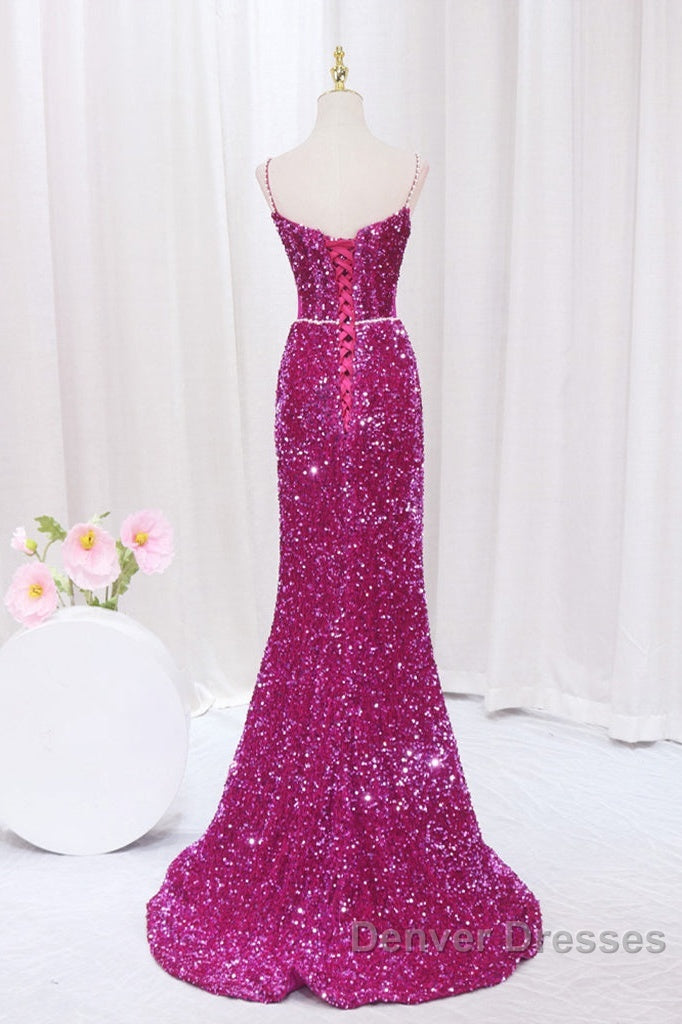 Simple Mermaid Sequin Long Prom Dress, Sequin Long Evening Dress Secondary image