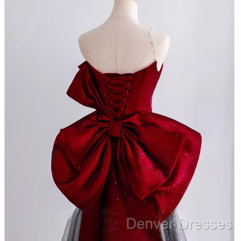 Simple Mermaid Strapless Burgundy Floor Length Prom Dress