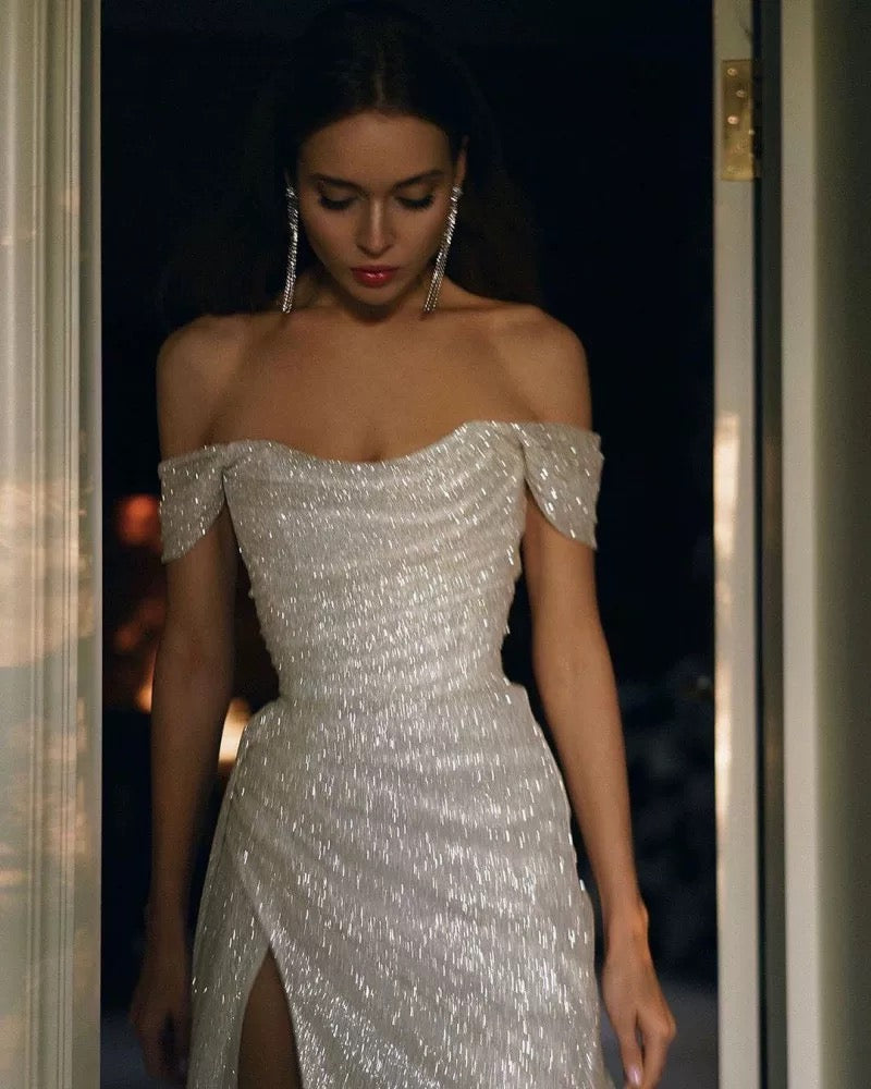 Simple Mermaid Strapless Floor Length Sleeveless Sequin Prom Dress