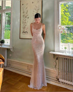 Simple Mermaid Straps Sequin Prom Dress Maxi Dress 22Th Birthday Outfits