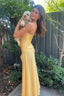 Simple Mermaid Straps Yellow Prom Dress 21Th Birthday Outfit