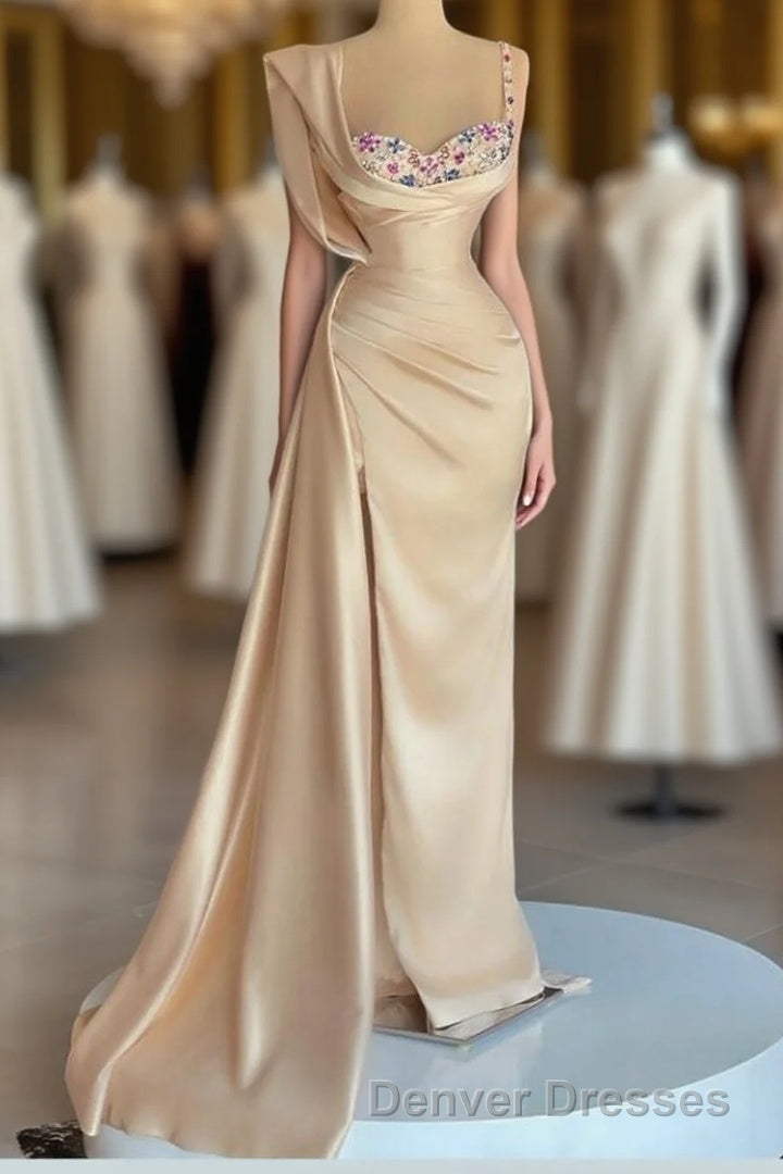 Simple Mermaid Sweetheart Satin Beading Long Prom Dress Main image