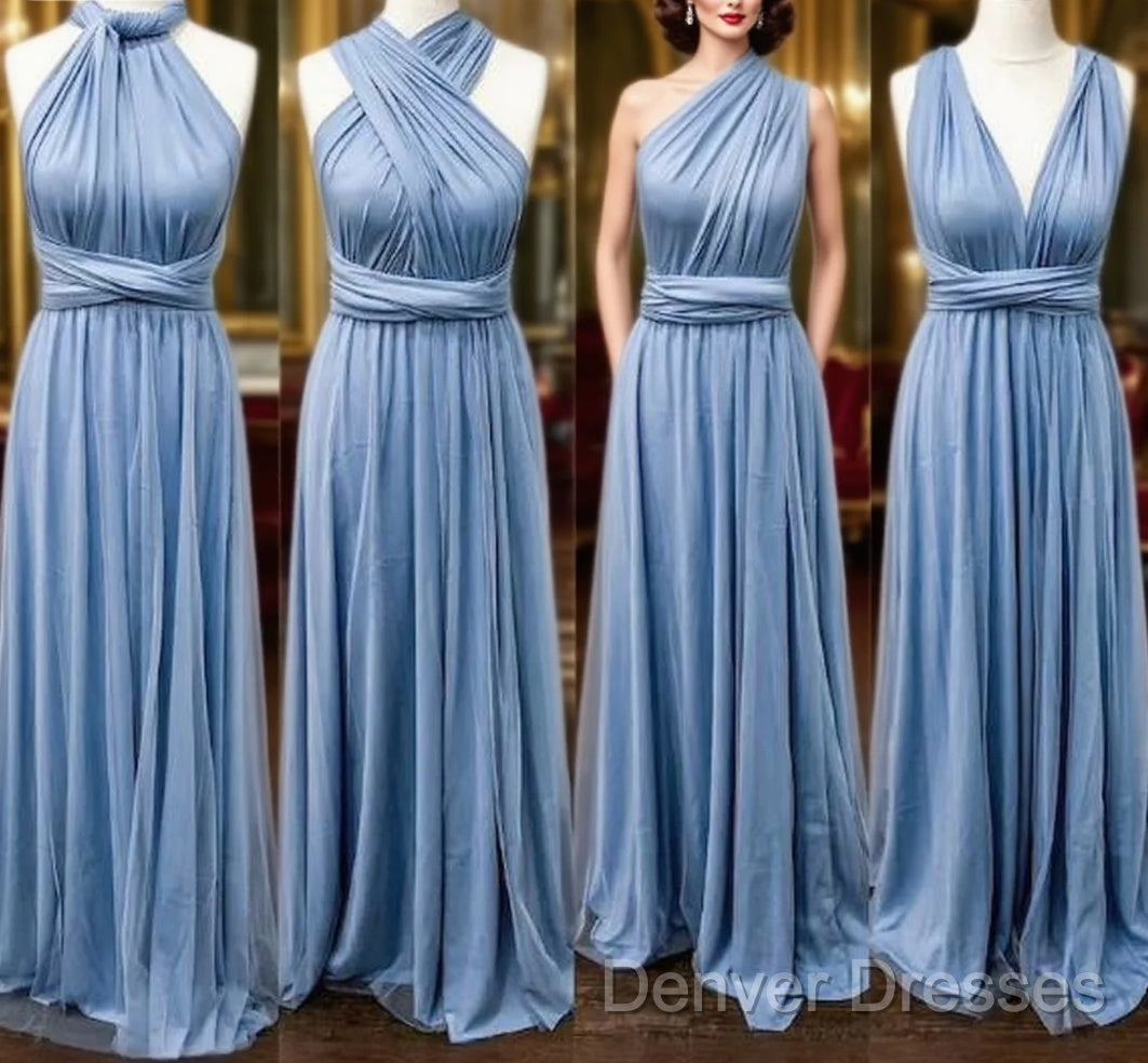 Simple Multiway Infinity Dusty Blue Bridesmaid Dress For Weddings