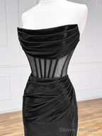 Simple Off The Shoulder Satin Black Long Prom Dress, Black Long Evening Dress