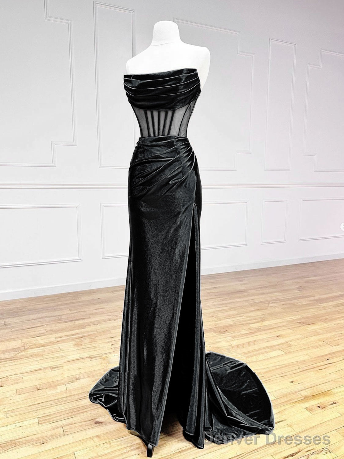 Simple Off The Shoulder Satin Black Long Prom Dress, Black Long Evening Dress Main image
