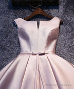 Simple Pink A Line Satin Short Prom Dress, Pink Homecoming Dress