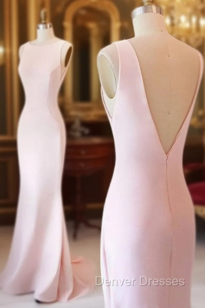 Simple Pink Mermaid Long Prom Dress, Pink Formal Dress For Teens