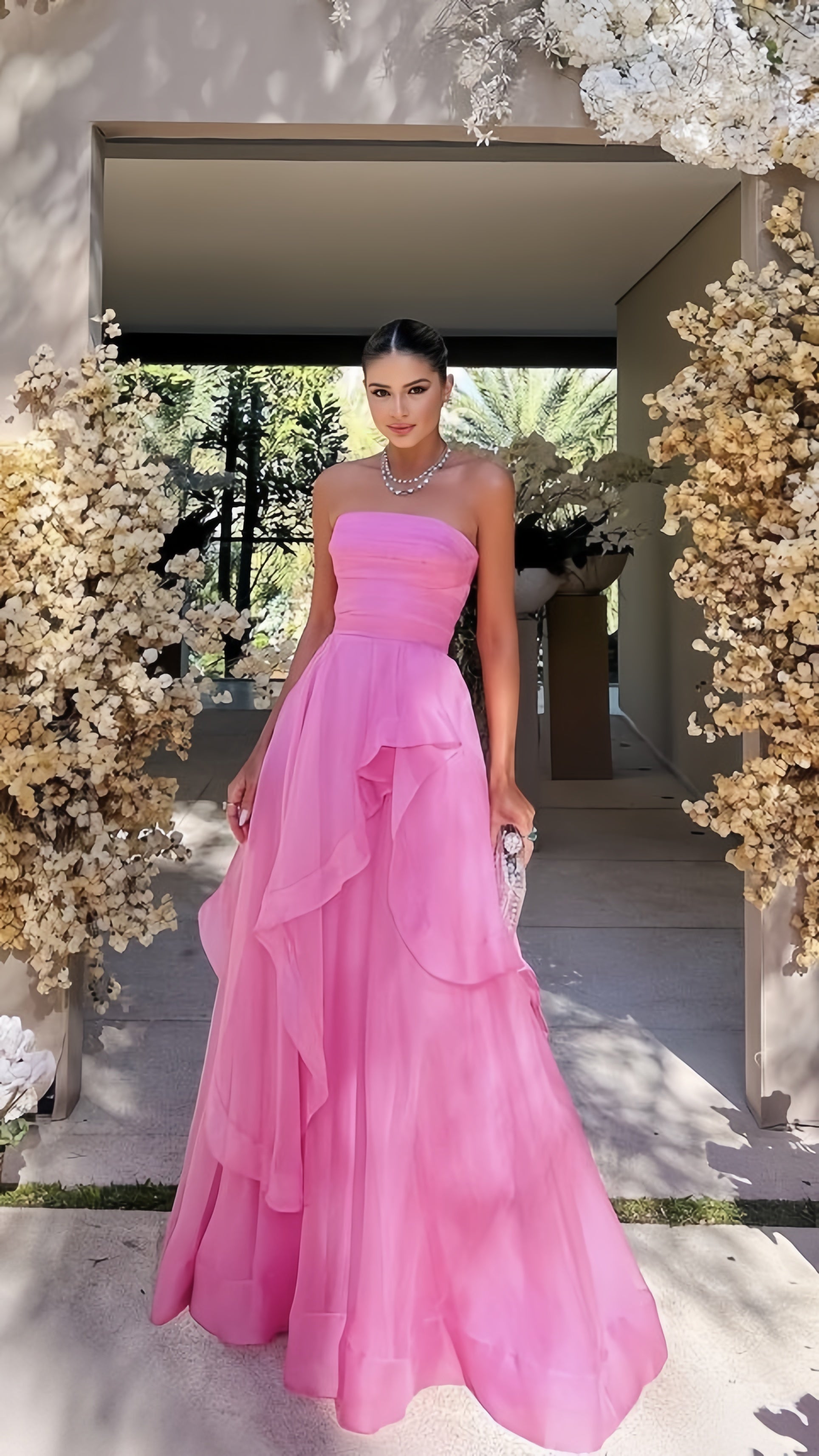Simple Pink Prom Dress, Modest A-Line Evening Dress Main image