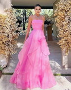 Simple Pink Prom Dress,Modest Evening Dress