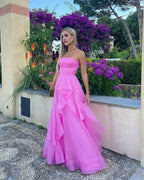 Simple Pink Prom Dress,Modest Evening Dress