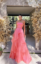 Simple Pink Prom Dress,Modest Evening Dress