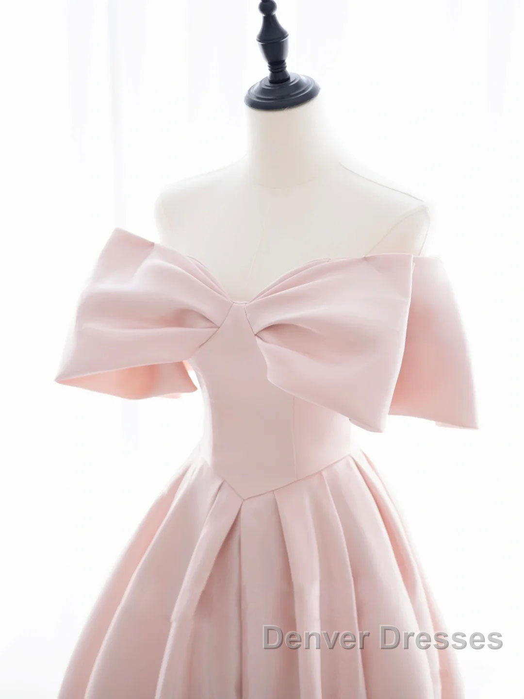 Simple pink satin long prom Dress, pink satin evening Dress