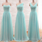 Simple Pleated Chiffon Bridesmaid Dress Mixed Style