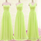 Simple Pleated Chiffon Bridesmaid Dress Mixed Style