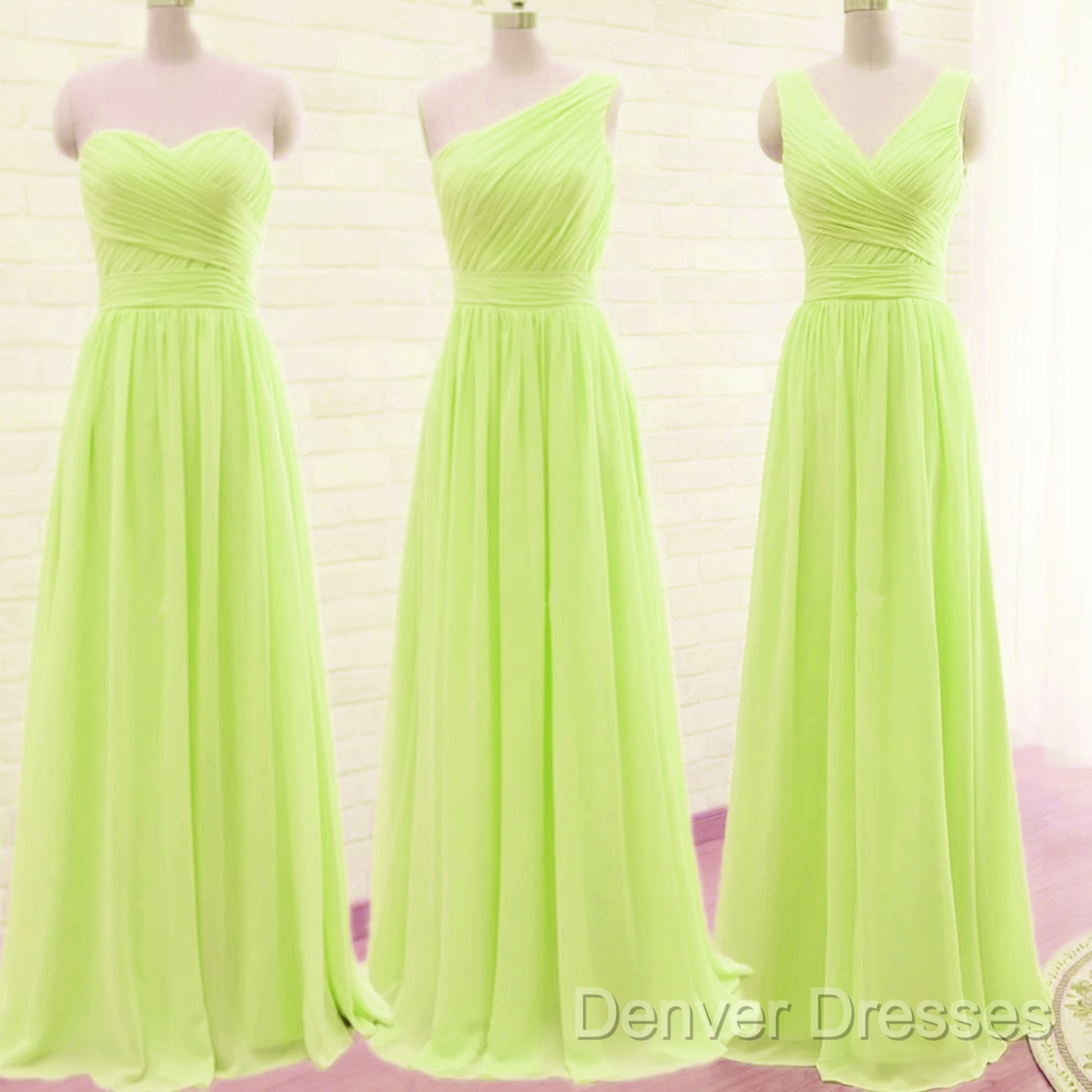 Simple Pleated Chiffon Bridesmaid Dress Mixed Style