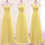Simple Pleated Chiffon Bridesmaid Dress Mixed Style