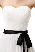 Simple Pleated White Homecoming Dresses