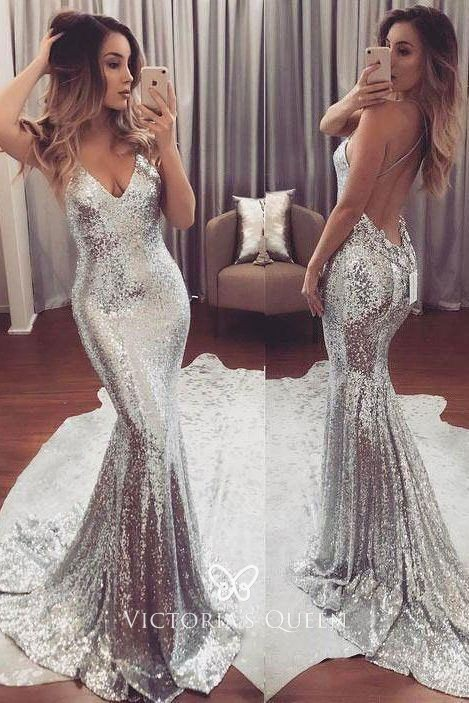 Simple Prom Dress,Sequin Evening Dress Pretty Prom Dress