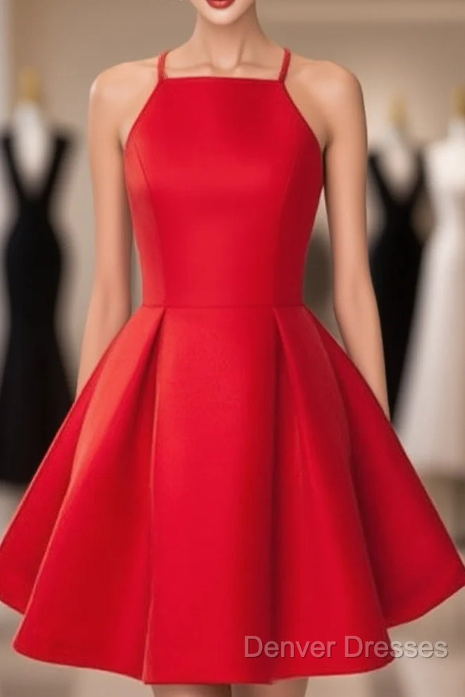 Simple Red Short Prom Dress, Short Red Homecoming Dress, Red Short Mini Formal Dress