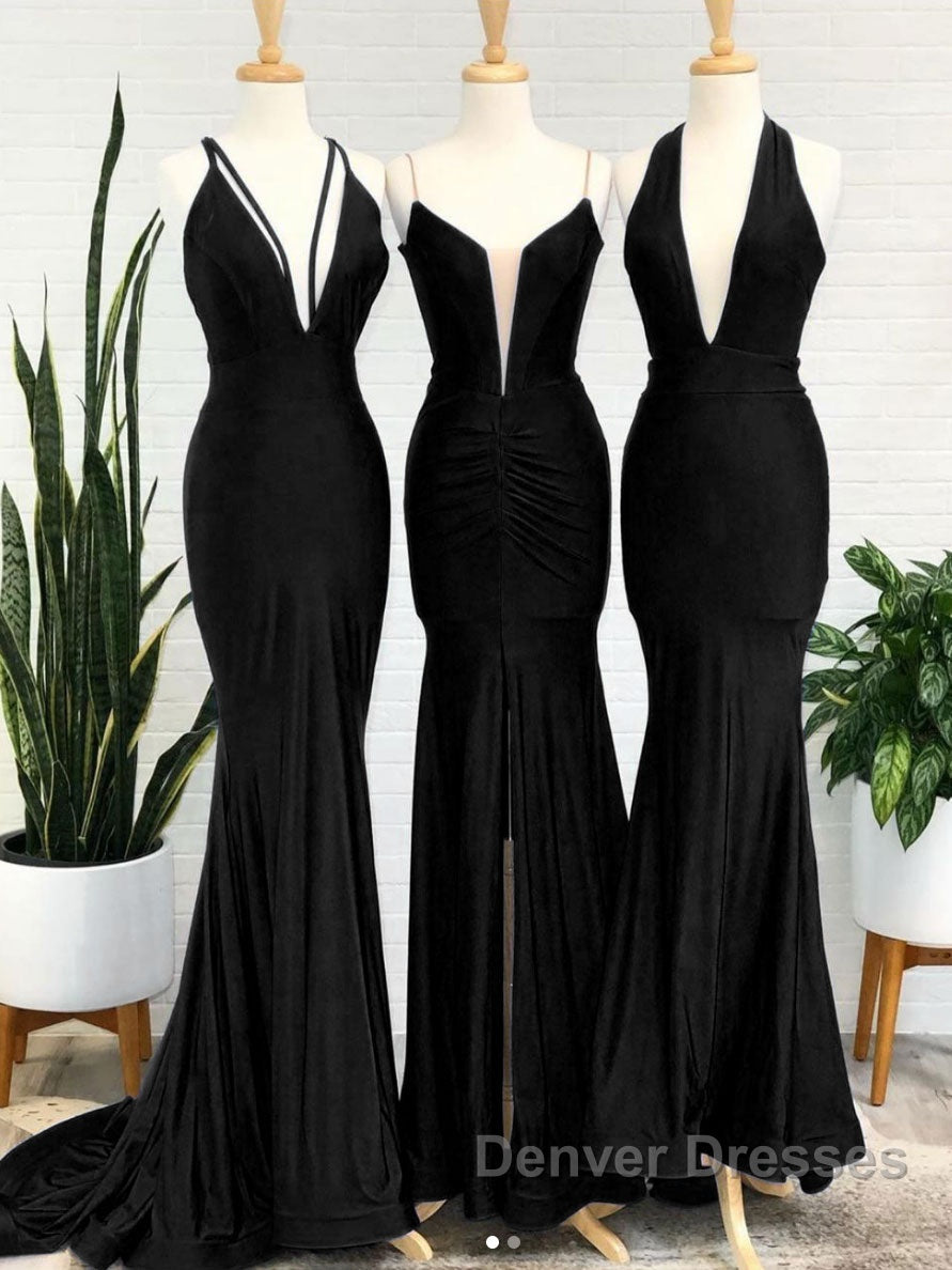 Simple Royal blue v neck mermaid long prom Dress blue evening Dress