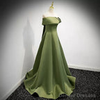Simple Sage Green Satin Prom Dresses Sexy Evening Dress