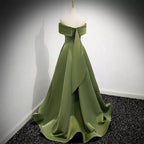 Simple Sage Green Satin Prom Dress Sexy Evening Dress