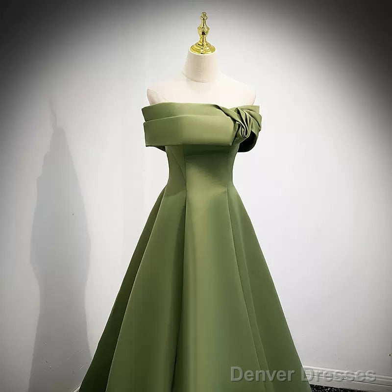Simple Sage Green Satin Prom Dresses Sexy Evening Dress
