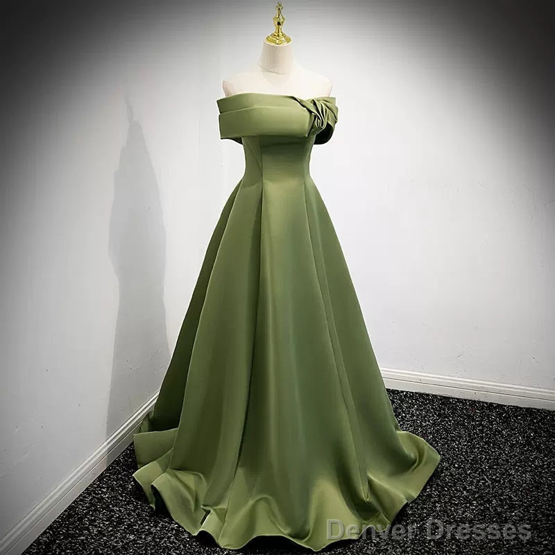 Simple Sage Green Satin Prom Dresses Sexy Evening Dress Main image