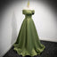 Simple Sage Green Satin Prom Dress Sexy Evening Dress