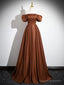 Simple Satin Brown Long Prom Dress, Brown Long Evening Dress