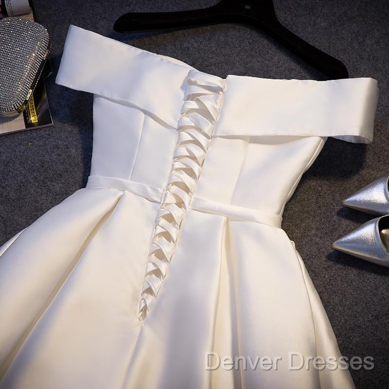 Simple Satin Off Shoulder Short Party Dress, Homecoming Dress Secondary image
