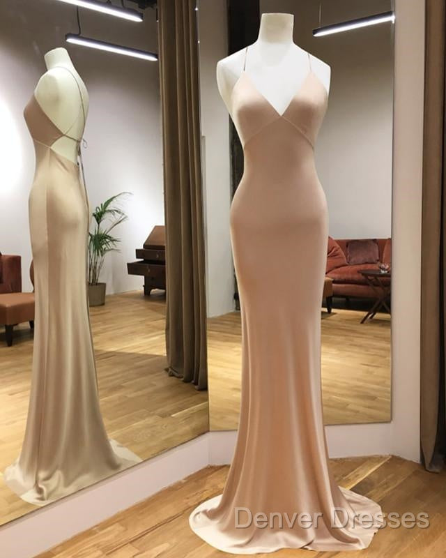 Simple Satin V-Neck Empire Mermaid Prom Dress