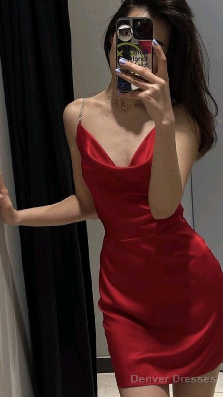 Simple Sheath Silk Satin Red 18Th Birthday Dresses Birthday Outfits Main image