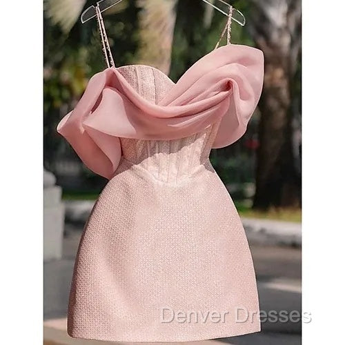 Simple Sheath Straps Pink Homecoming Dress 16Th Birthday Outfits Secondary image