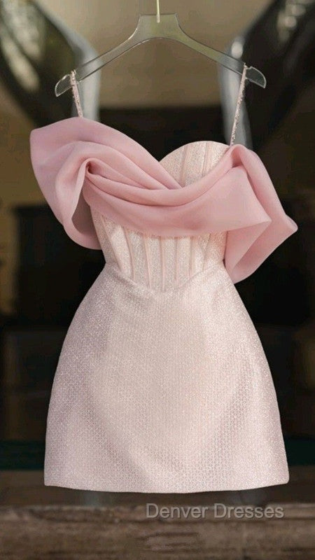 Simple Sheath Straps Pink Homecoming Dress 16Th Birthday Outfits