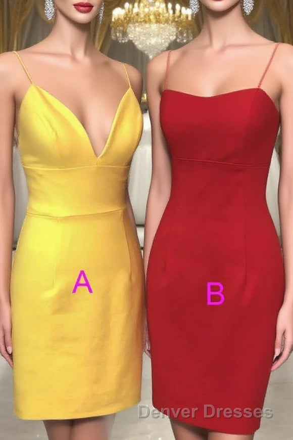 Simple Sheath Yellow Mini Homecoming Dress
