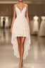 Simple Spaghetti Straps Hi-Lo Prom Dress,White Lace Prom Dress
