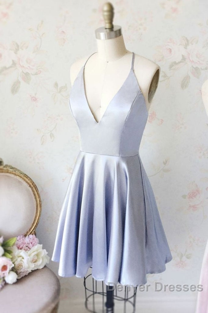 Simple Spaghetti Straps V-Neck Short Prom Dress/Homecoming Dress