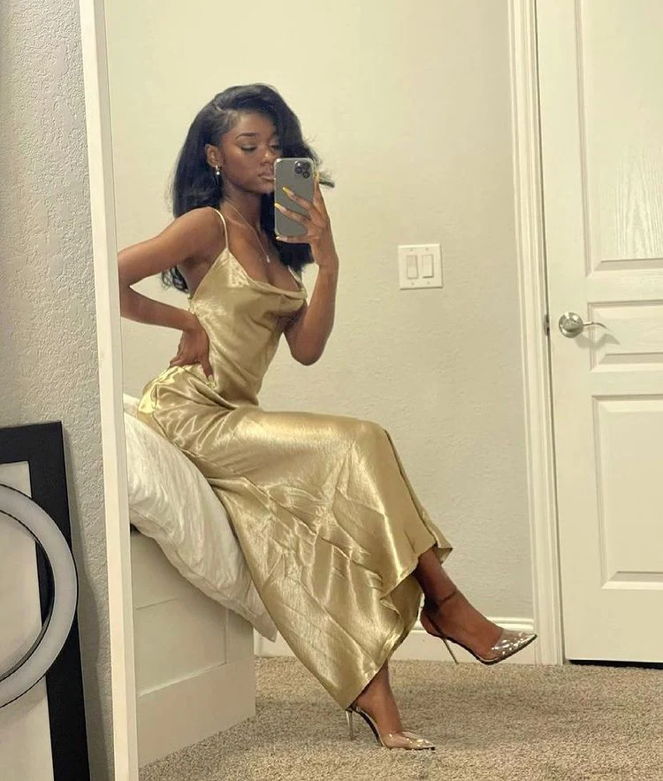 Simple Square Neck Long Prom Dress Party Dress Main image