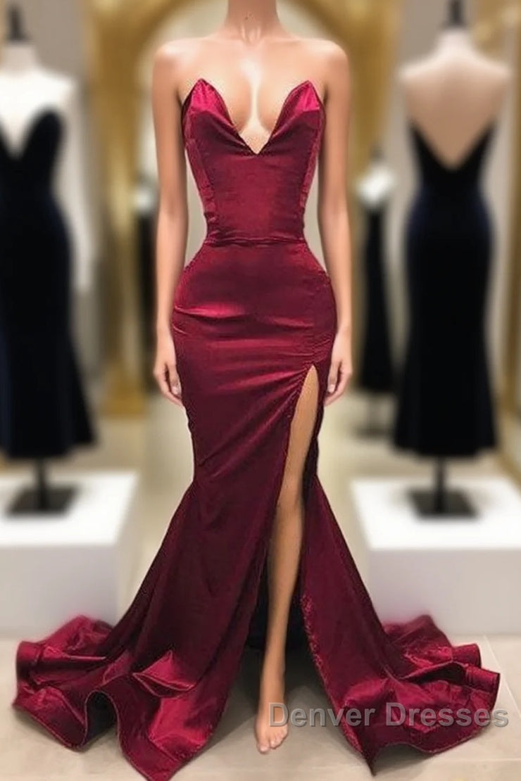Simple Sweetheart Burgundy Evening Dress, Burgundy Prom Dress Main image